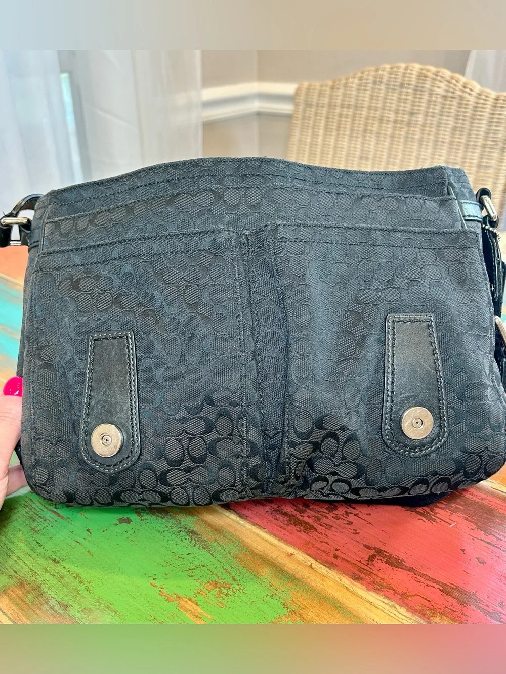 Coach Y2K Black Signature Jacquard Canvas Messenger Laptop Bag F70283